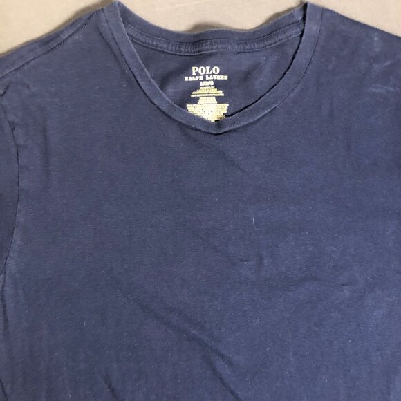 Polo Ralph Lauren Men's Crewneck Tee Shirt Large Navy BLue V-Neck Short Sleeve - Picture 5 of 9